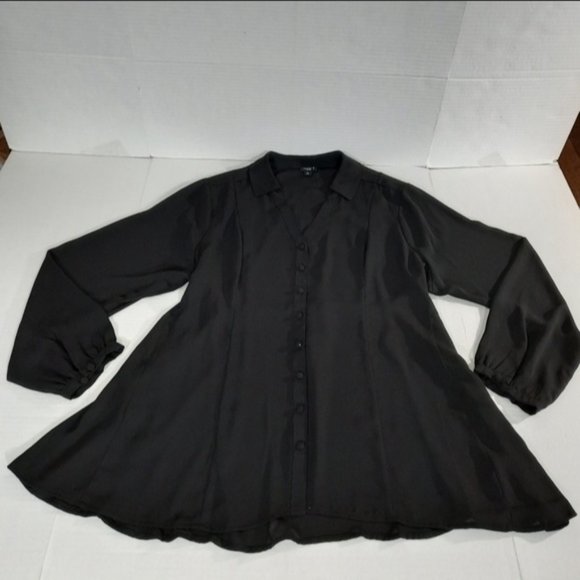 Torrid Harper Fit & Flare Georgette LS Button Down Blouse - Picture 2 of 5